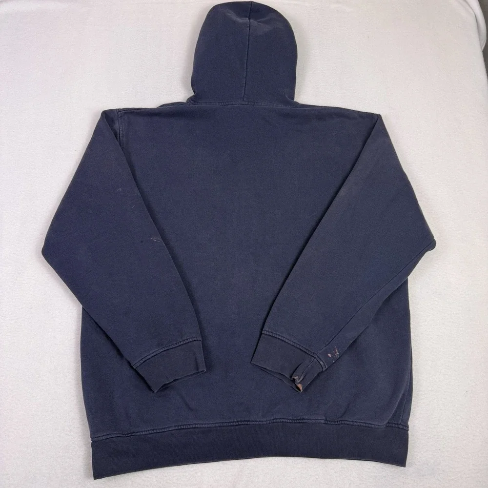 Vintage Nike Hoodie XXL Navy Blue Spell Out Center Swoosh Distressed 90s Y2K‎